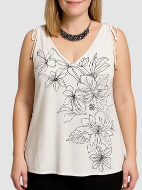 🥰SHOW SPECIAL CAMBER & GRACE White & Grey Sleeveless Tank Shoulder Strings XL